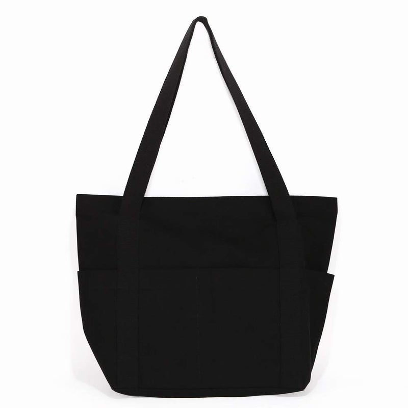 Augbunny XL Heavy Duty Canvas Grocery Bag Multi Purpose Tote Outer Pockets - Image 2